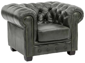 furniture-nabytek.cz - Masívne kreslo Chesterfield z pravej kože, zelené – 100×90×72 cm