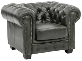 furniture-nabytek.cz - Masívne kreslo Chesterfield z pravej kože, zelené – 100×90×72 cm