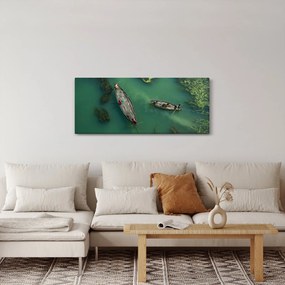 Obraz - Rybári na rieke (120x50 cm)