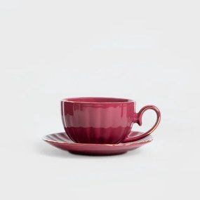 Šálka MINA s podšálkou, bordová 730627 250 ml