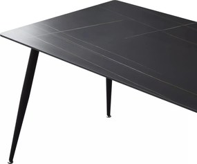 Jedálenský stôl Rion 130 cm keramika čierny mramor/čierny