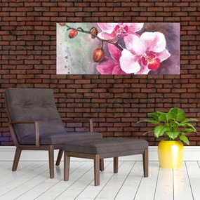 Obraz - Orchidey, aquarel (120x50 cm)