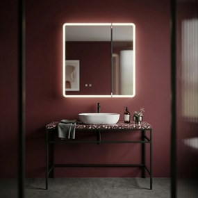 Rea Rea, LED zrkadlová skrinka s osvetlením 60x70 cm, plast, M1011-60, biela-šedá, REA-M0100