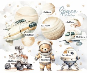 Gario Detská nálepka na stenu Space adventure - medvedík vo vesmíre