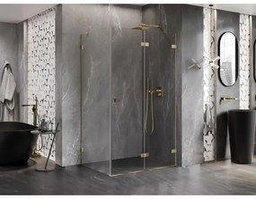 Mexen Lunar-F, sklápací sprchový kút pravý 85 x 80 cm, 8mm číre sklo, zlatý profil, 836-085-080-50-00-P