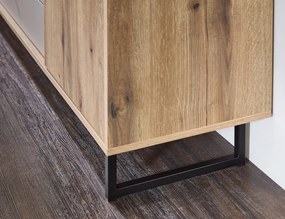 Široká TV skrinka Cube, dub evoke / pieskovo šedá