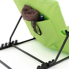 Nastaviteľná plážová podložka s operadlom, zelená, 2 ks