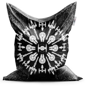 Sablio Sedací vak Star Wars Vesmírne lode na šedom abstrakte - 200x140 cm
