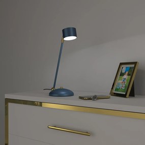 EUlight Stolná lampa Arena, 1x tmavomodré kovové tienidlo, db/g