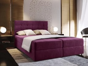 Čalúnená posteľ boxspring GLORIEN 160x200 cm purpurová Matrac: Matrac Bonell pružinový