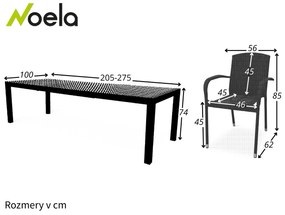 Noela Záhradný jedálenský set Grande Pasto + 8x ratanová stolička Roma