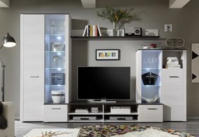 Obývacia stena Dakar, bielený smrekovec, s osvetlením