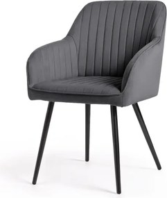 Sada šiestich jedálenských stoličiek FLORENCE zamatové, grafitové / čierne nohy (6 ks)