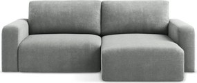 Sivá ženilková rozkladacia/s úložným priestorom rohová pohovka (pravý roh/s leňoškou) Kona – Makamii