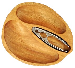 AMADEA Drevená miska v tvare orecha s luskáčikom, masívne drevo gabon, 23x28x4, 5 cm