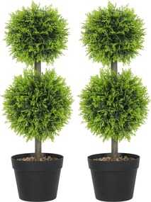 HOMCOM sada 2 dekoratívnych umelých rastlín, 60 cm zimostrázové topiary v kvetináči | Aosom