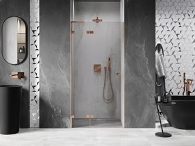 Mexen Lunar L, sprchové dvere 90 cm, 8mm číre sklo, medený matný profil, 834L-090-000-65-00-L