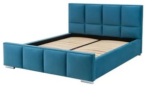 Modrá čalúnená posteľ FABRIZZIO SQUERE P 180x200 cm