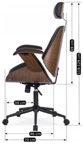 Vintino kancelárska otočná stolička ARTUR drevo orech, čierna ekokoža - vintino.sk