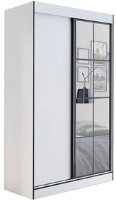 Skriňa Oslo II 120 biely/čierna/zrkadlo