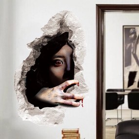 Veselá Stena Samolepka na stenu na stenu Halloween 3D Tvár za stenou
