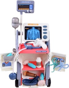 LEAN Toys Súprava malého lekára s vozíkom RTG a EKG, svetlá, ružová, 16 ks