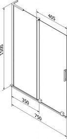 Mexen Velar L, 2-krídlová posuvná vaňová zástena 75 x 150 cm, 8mm šedé sklo, chrómový profil, 896-075-003-41-01