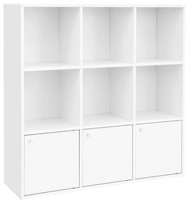 Knižnica s 3 dvierkami, 97,5x97,5x29cm, biela