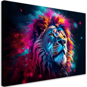 Obraz na plátně, Neonový lev Zvíře Afrika - 60x40 cm