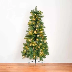 Umelý vianočný polovičný stromček, 80 LED- ov, 120 cm 140 vetiev