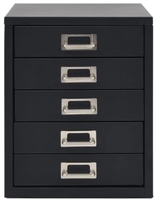 vidaXL Kovová kartotéka s 5 zásuvkami 28x35x35 cm čierna
