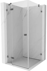 Mexen Lunar, 1-krídlový sprchový kút, ľavý, 80 x 80 cm, 8mm číre sklo, grafitový profil, 834-080-080-66-00-L