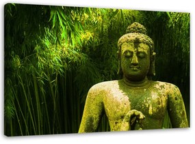 Obraz na plátně FLAT Buddha Zelené bambusové listy - 120x80 cm
