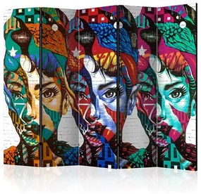 Paraván - Colorful Faces II [Room Dividers] Veľkosť: 225x172, Verzia: Akustický