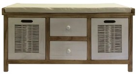 Čalúnená lavica do predsiene Linora - biela / medová