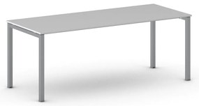 Rokovací kancelársky stôl PRIMO SQUARE, 200x80 cm, sivostrieborná podnož, sivá