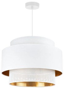 Závesné svietidlo Asti, 1x PVC/biele textilné tienidlo, (fi 45cm), g/c, w