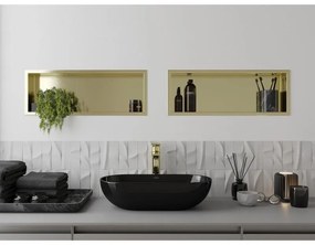 Mexen X-Wall-R, polička na zapustenie na obklad s golierom 60 x 20 cm, zlatá lesklá, 1950602010