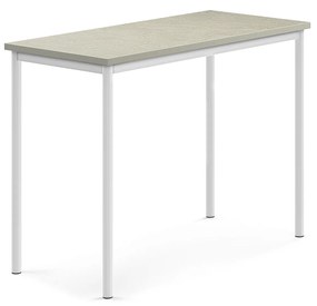 Stôl SONITUS, 1200x600x900 mm, linoleum - svetlošedá, biela