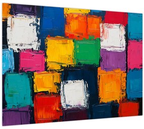 Sklenený obraz - Maľba farebných štvorcov (70x50 cm)