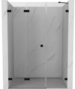 Mexen Lunar-F, skladacie ľavé sprchové dvere 115 cm, číre sklo, čierny profil, 836S-115-050-70-00-L