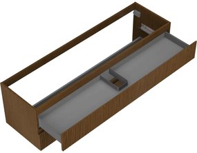 Mexen Rivel, kúpeľňová skrinka 160 cm, 2 zásuvky, drážkovaná, orech, 91A20-16047-2-BFF86