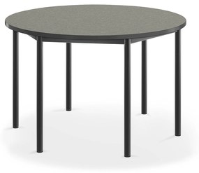 Stôl SONITUS, kruh, Ø1200x720 mm, linoleum - tmavošedá, antracit