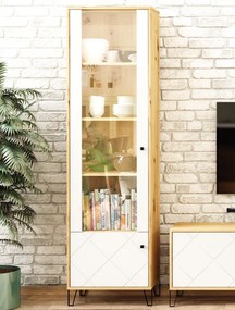 Vysoká vitrína Bilbao, dub artisan/biela