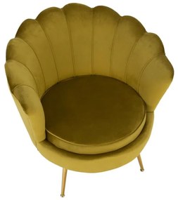 Kondela Kreslo v štýle Art-deco, horčicová Velvet látka/gold chróm-zlatý, NOBLIN