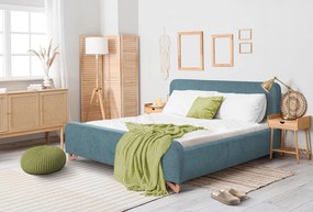 Posteľ Flamingo 180x200 cm, morská modrá štruktúrovaná tkanina