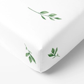 Goldea bavlnená napínacia plachta - olivové lístky 80 x 200 cm