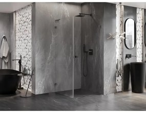 Mexen Lunar-B L, 1-krídlový sprchový kút, pravý, 90 x 90 cm, 8mm číre sklo, grafitový profil, 832L-090-090-66-00-P