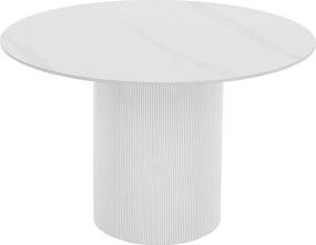 Jedálenský stôl, biely mramor/MDF, priemer 120 cm, MAHIR TYP 1