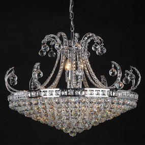 Strieborný krištáľový luster Karter - Ø 80x60/182 cm E14/max 15x40W